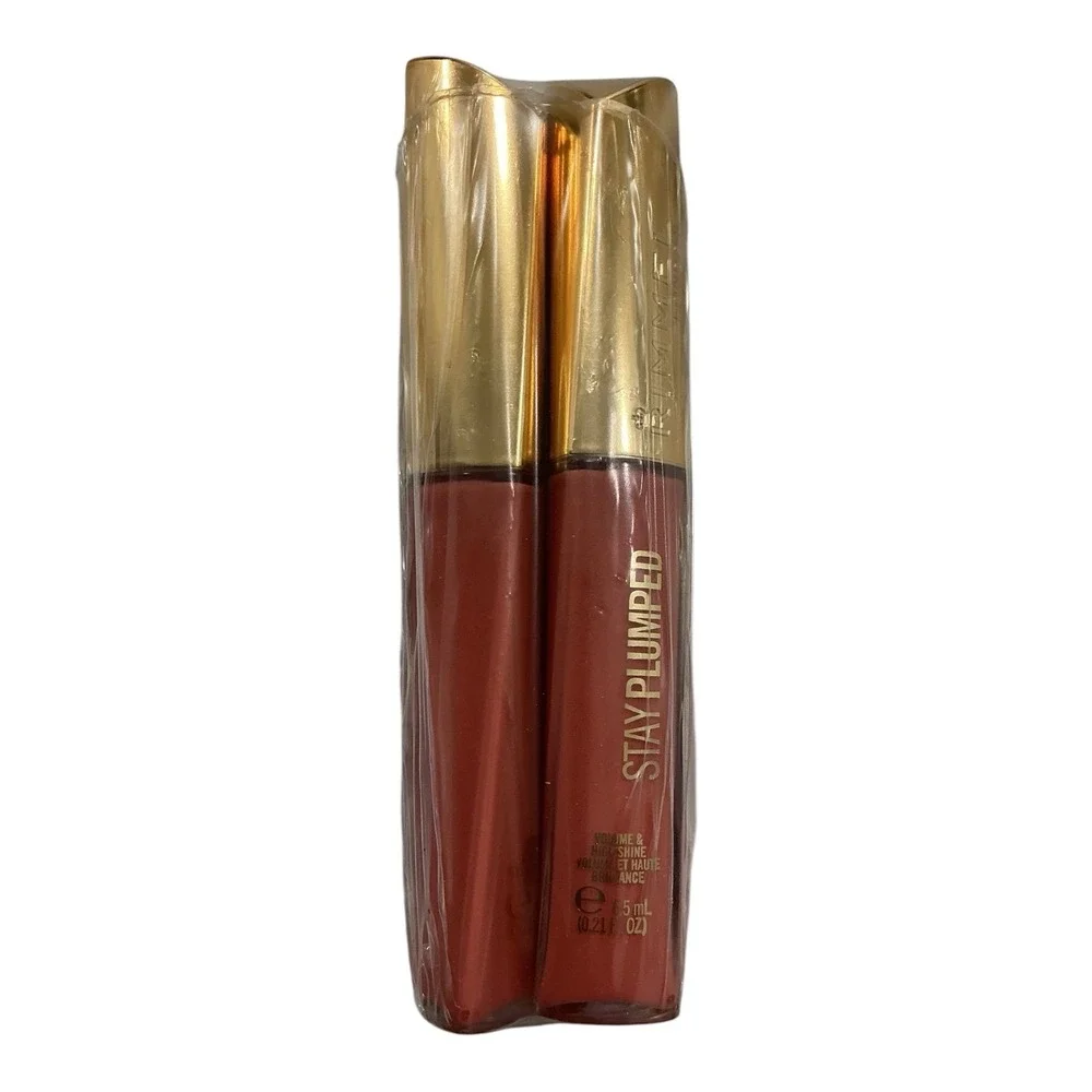 Rimmel Stay Plumped Lip Gloss Peach Pie 531 2 Pack 6.5ml High Shine